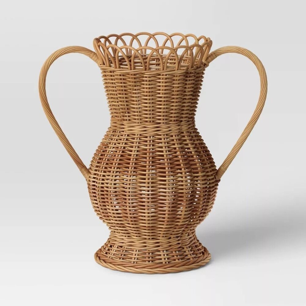 Coastal Large Rattan Vase Natural - Threshold - Target 2025